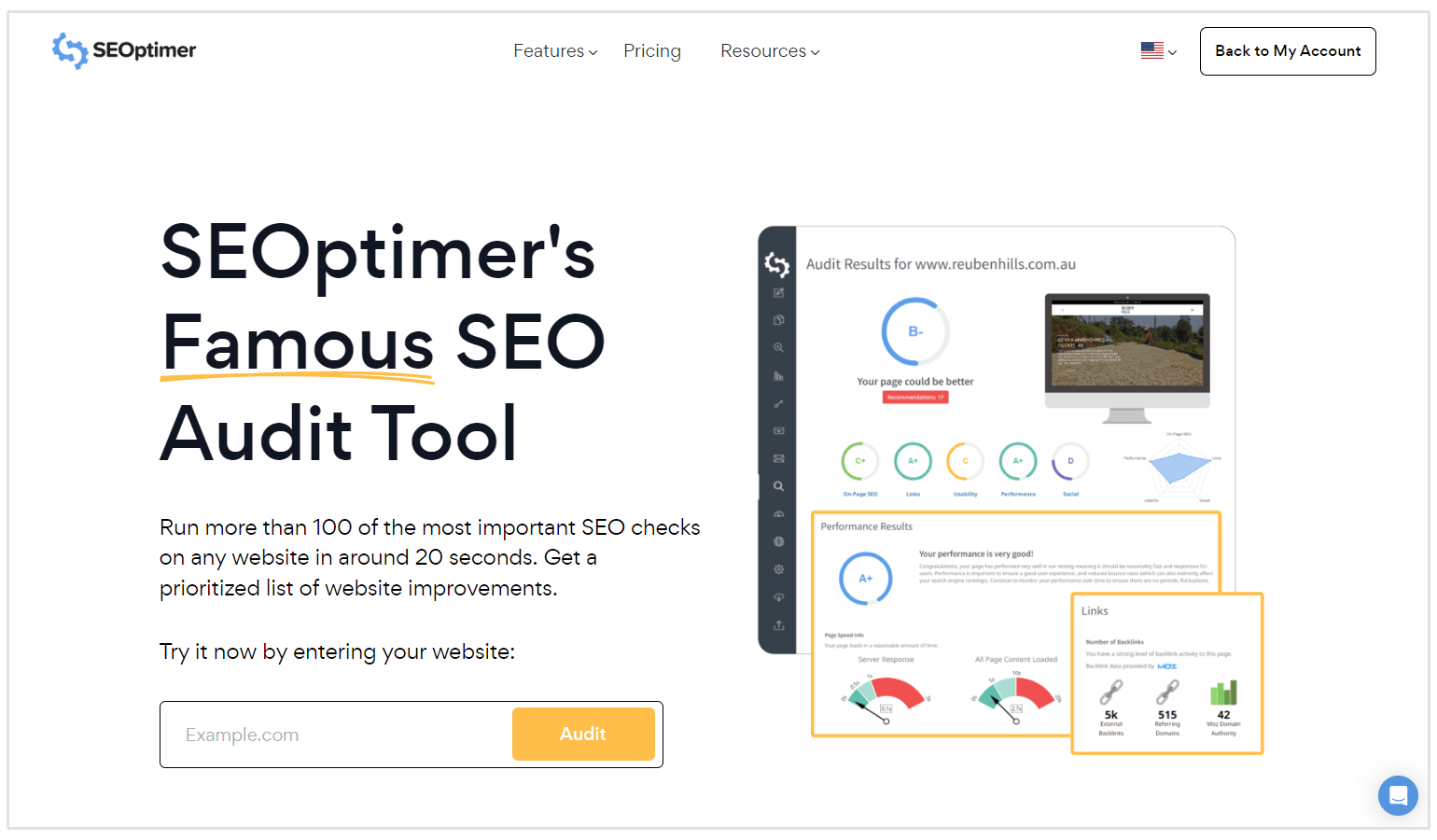 SEOptimer SEO audit tool